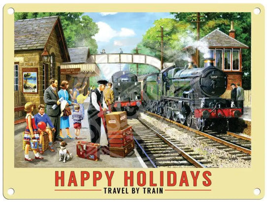 Happy Holidays (By Train) Metal Signs