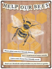 Help Our Bees Metal Signs