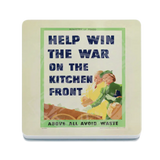 Help Win The War On Kitchen Front Melamine Coaster Metal Signs