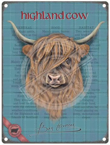 Highland Cow Metal Signs