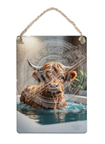 HIGHLAND CREW - Bath time Fridge Magnet Metal Signs