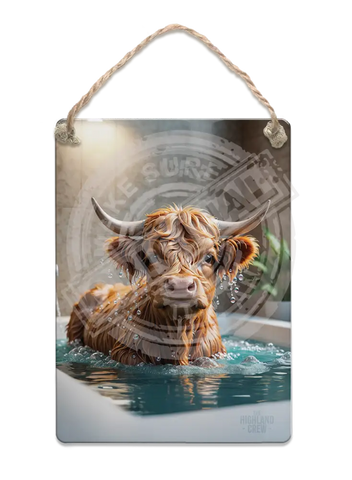 HIGHLAND CREW - Bath time Fridge Magnet Metal Signs