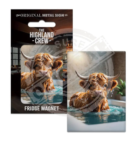 HIGHLAND CREW - Bath time Fridge Magnet Metal Signs