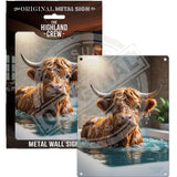 HIGHLAND CREW - Bath time Mini Metal Sign 15cm x 20cm Metal Signs