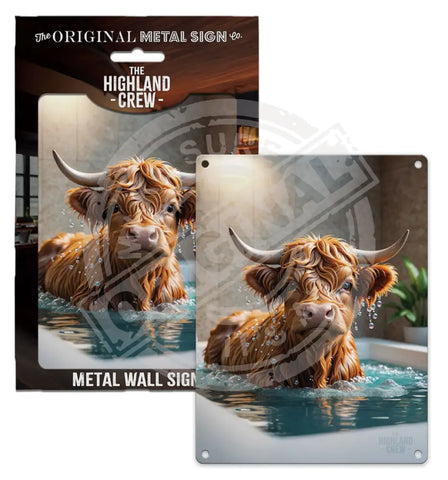 HIGHLAND CREW - Bath time Fridge Magnet Metal Signs