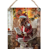 HIGHLAND CREW - Christmas Cow On Toilet Dangler Metal Signs