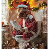 HIGHLAND CREW - Christmas Cow On Toilet Mini Metal Sign 15cm x 20cm Metal Signs