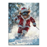 HIGHLAND CREW - Christmas Cow Skiing Fridge Magnet Metal Signs