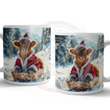 HIGHLAND CREW - Christmas Cow Sledging Mug Metal Signs