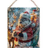 HIGHLAND CREW Christmas Otter Dangler Metal Signs
