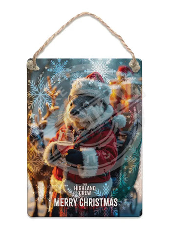 HIGHLAND CREW Christmas Otter Fridge Magnet Metal Signs