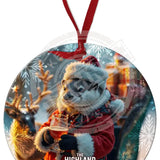 HIGHLAND CREW Christmas Otter Round Metal Dangler 75mm diameter Metal Signs