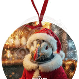 HIGHLAND CREW - Christmas Puffin Round Metal Dangler 75mm diameter Metal Signs