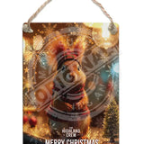 HIGHLAND CREW Christmas Red Squirrel Dangler Metal Signs