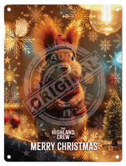 HIGHLAND CREW Christmas Red Squirrel Mini Metal Sign 15cm x 20cm Metal Signs