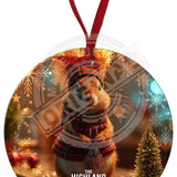 HIGHLAND CREW Christmas Red Squirrel Round Metal Dangler 75mm diameter Metal Signs