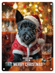 HIGHLAND CREW Christmas Scottie Dog Mini Metal Sign 15cm x 20cm Metal Signs