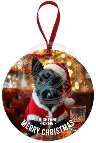HIGHLAND CREW CHRISTMAS - Scottie Dog Round Dangler Round Dangler Metal Signs
