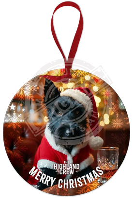 HIGHLAND CREW CHRISTMAS - Scottie Dog Round Dangler Round Dangler Metal Signs