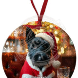 HIGHLAND CREW Christmas Scottie Dog Round Metal Dangler 75mm diameter Metal Signs