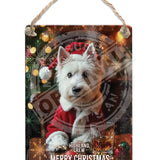 HIGHLAND CREW Christmas Westie Dog Dangler Metal Signs