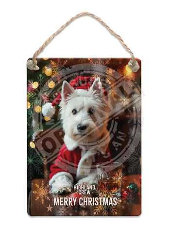 HIGHLAND CREW Christmas Westie Dog Fridge Magnet Metal Signs