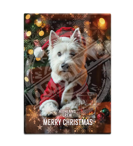 HIGHLAND CREW Christmas Westie Dog Fridge Magnet Metal Signs