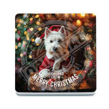 HIGHLAND CREW Christmas Westie Dog Melamine Coaster Metal Signs