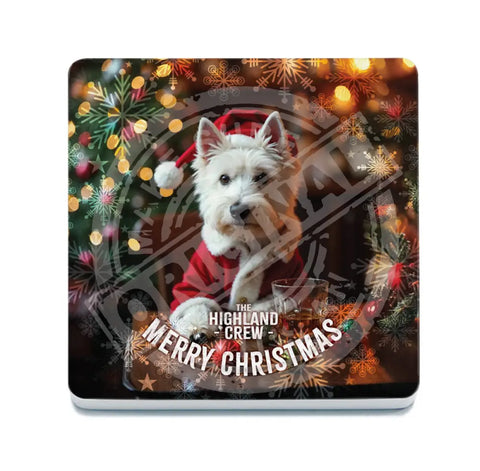 HIGHLAND CREW Christmas Westie Dog Fridge Magnet Metal Signs