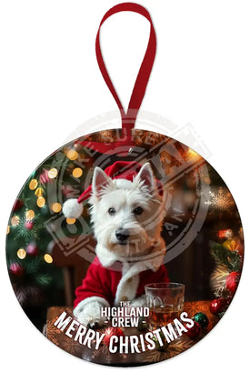 HIGHLAND CREW CHRISTMAS - Westie Round Dangler Round Dangler Metal Signs