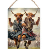HIGHLAND CREW - Cows Dancing Dangler Metal Signs