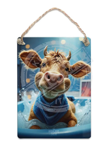 HIGHLAND CREW - DAIRY COW - In Bath Close Up Fridge Magnet Metal Signs