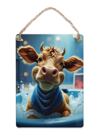 HIGHLAND CREW - DAIRY COW - In Bath Close Up Fridge Magnet Metal Signs