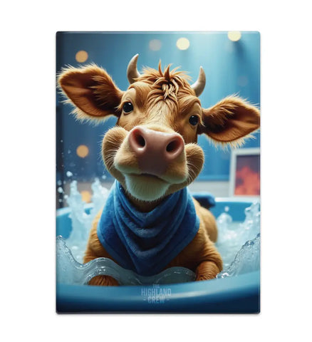 HIGHLAND CREW - DAIRY COW - In Bath Close Up Fridge Magnet Metal Signs