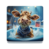 HIGHLAND CREW - DAIRY COW - In Bath Close Up Melamine Coaster Metal Signs