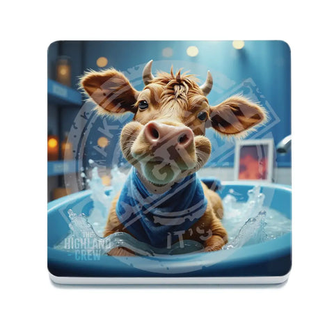HIGHLAND CREW - DAIRY COW - In Bath Close Up Fridge Magnet Metal Signs