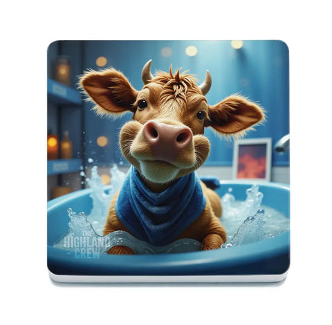 HIGHLAND CREW - DAIRY COW - In Bath Close Up Fridge Magnet Metal Signs
