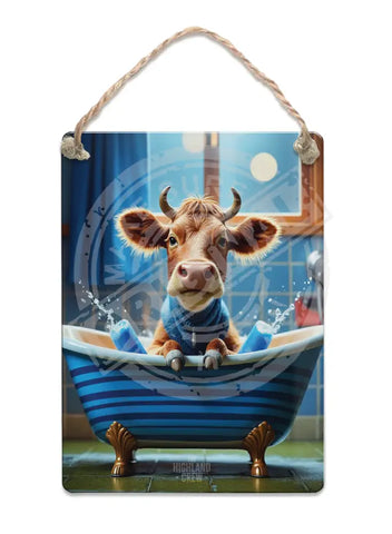 HIGHLAND CREW - DAIRY COW - In Bath Fridge Magnet Metal Signs
