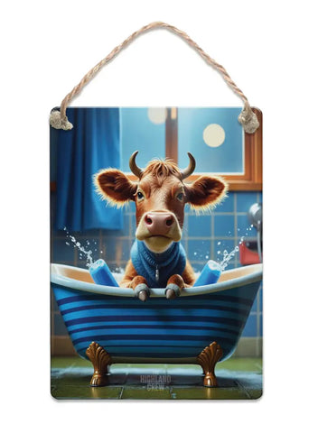 HIGHLAND CREW - DAIRY COW - In Bath Fridge Magnet Metal Signs
