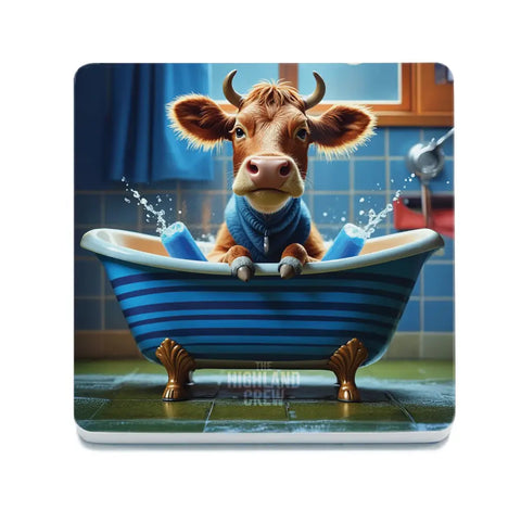 HIGHLAND CREW - DAIRY COW - In Bath Fridge Magnet Metal Signs