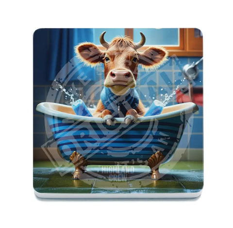 HIGHLAND CREW - DAIRY COW - In Bath Fridge Magnet Metal Signs