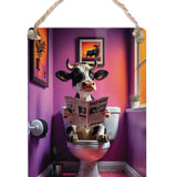 HIGHLAND CREW - DAIRY COW - On Toilet Purple Dangler Metal Signs