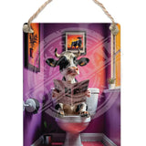 HIGHLAND CREW - DAIRY COW - On Toilet Purple Dangler Metal Signs