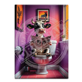 HIGHLAND CREW - DAIRY COW - On Toilet Purple Fridge Magnet Metal Signs