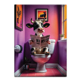 HIGHLAND CREW - DAIRY COW - On Toilet Purple Fridge Magnet Metal Signs