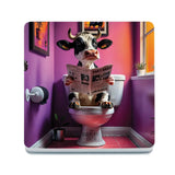 HIGHLAND CREW - DAIRY COW - On Toilet Purple Melamine Coaster Metal Signs