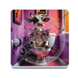 HIGHLAND CREW - DAIRY COW - On Toilet Purple Melamine Coaster Metal Signs