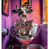 HIGHLAND CREW - DAIRY COW - On Toilet Purple Metal Signs