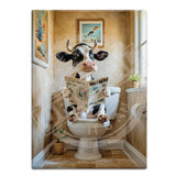 HIGHLAND CREW - DAIRY COW - On Toilet Stone Fridge Magnet Metal Signs