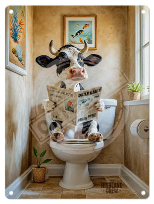 HIGHLAND CREW - DAIRY COW - On Toilet Stone Metal Signs